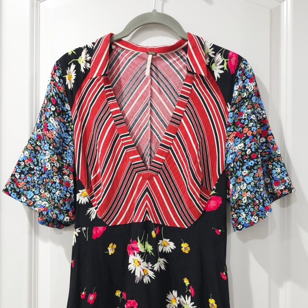 Free People Multicolor Patchwork Striped Floral S… - image 3